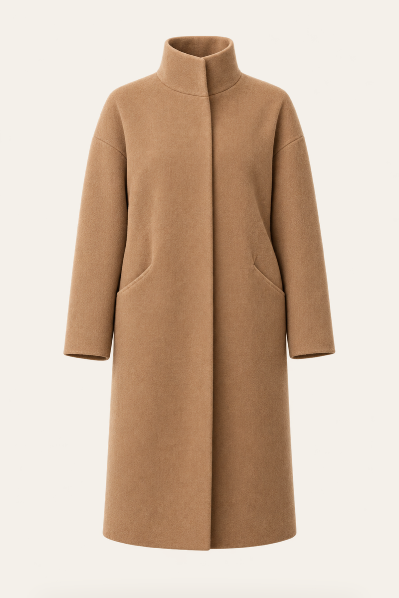 Abrigo largo Cocoon en Camel