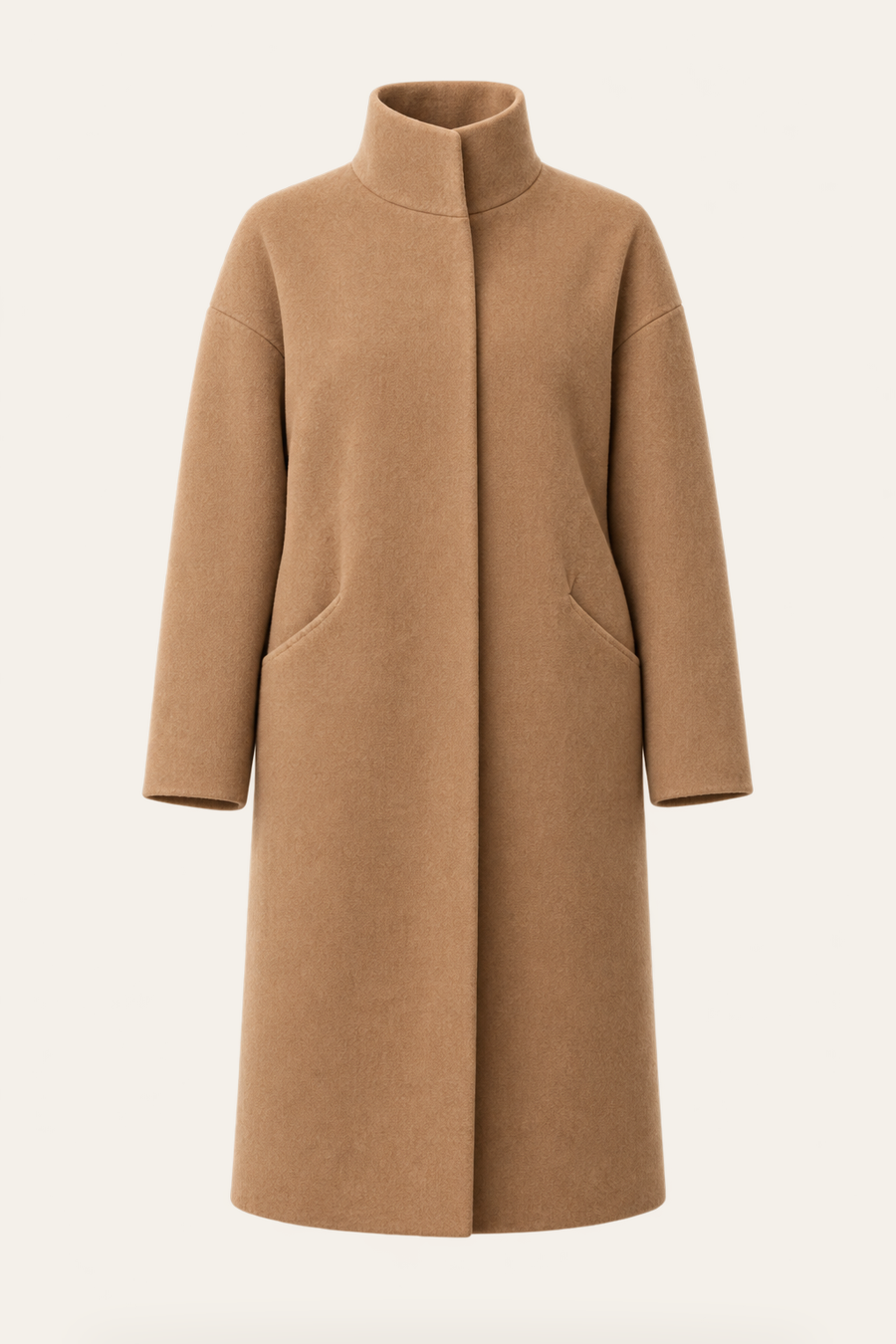 Abrigo largo Cocoon en Camel