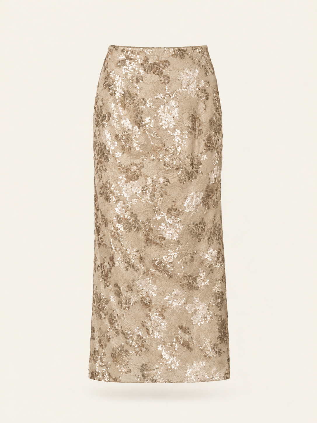 Falda midi de tiro bajo Helen en Antique Sequin